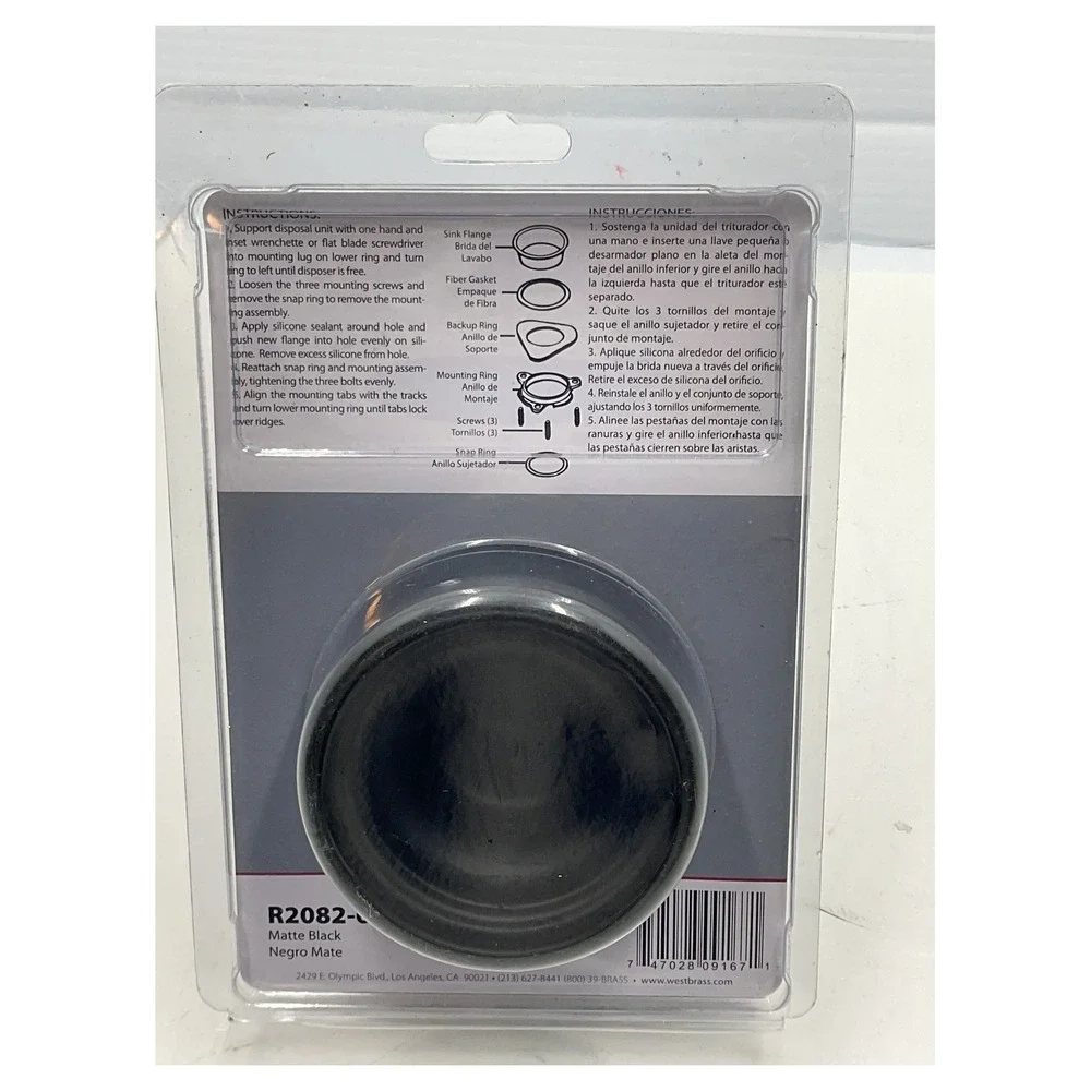 Westbrass‎ R2082-62 3-Bolt Mount Deep Disposal Flange Matte Black